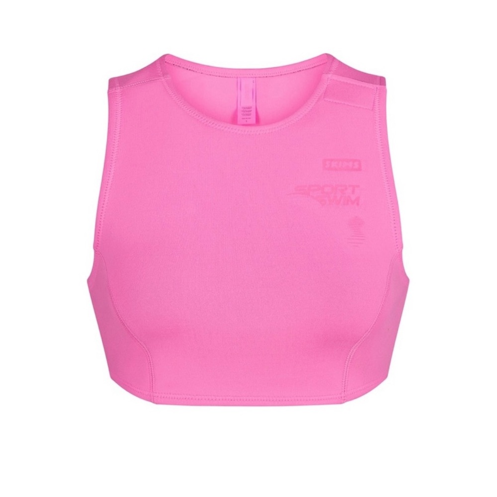 SKIMS Sport Swim High Neck Top In Taffy Pink S